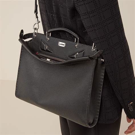 fendi pouch in black roman leather with insert|Women's Fendi Handbags .